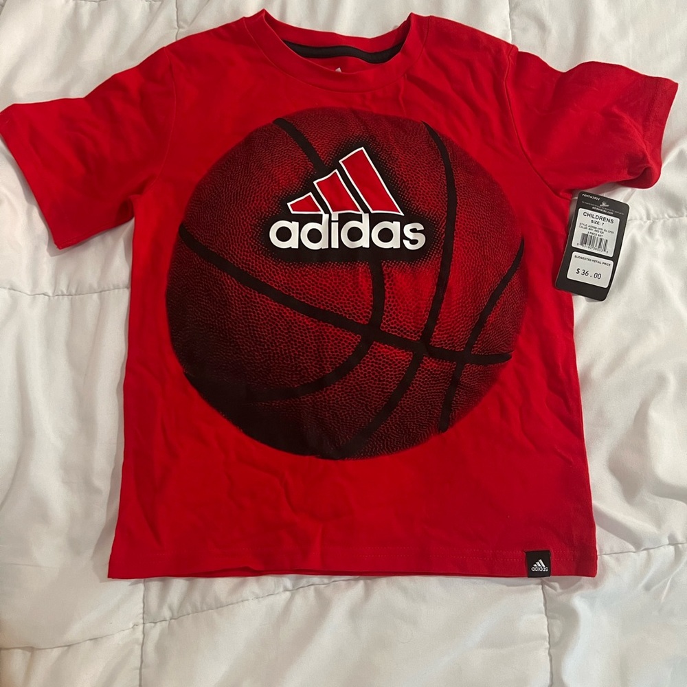 Adidas Red Basketball Graphic Tee